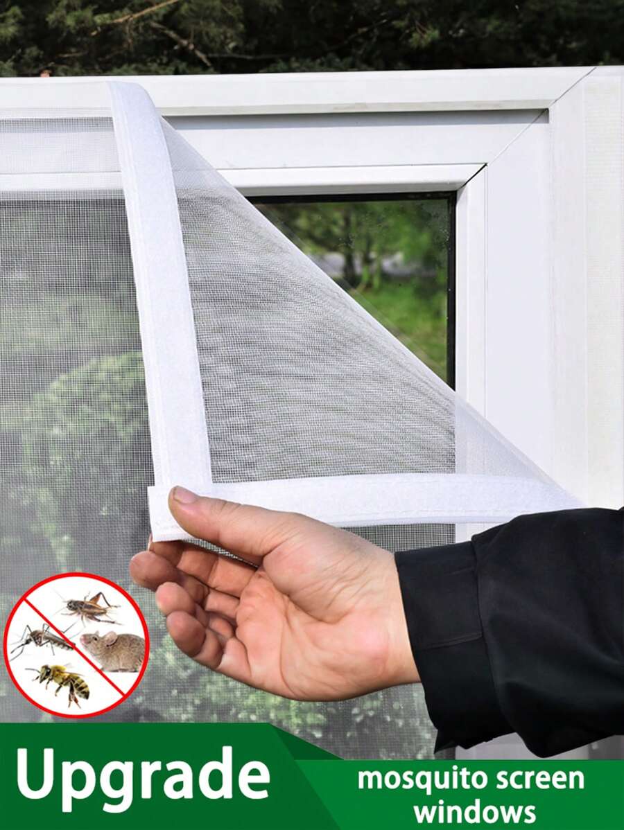 Black & White Hook And Loop Window Screen – Mosquito & Insect Resistant, Dustproof & Ventilated, Invisible, Easy To Install & Reusable Mesh Netting, Protects Family Health