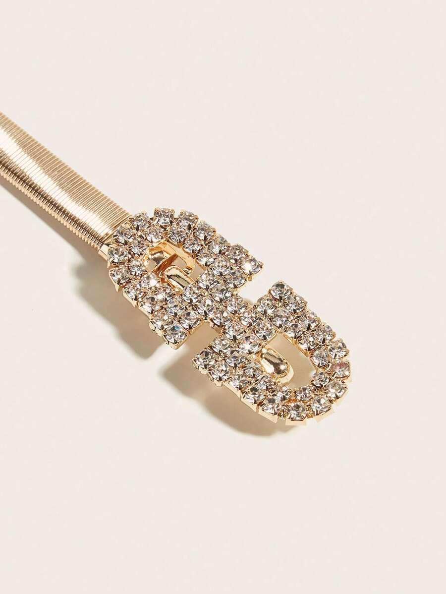 1 pieza Nuevo cinturón de cintura elástico de primavera, cadena de cintura de metal, cinturón decorativo de color dorado para faldas y pantalones, accesorio de moda