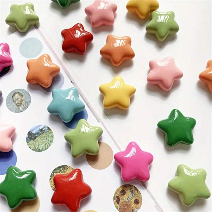 10 peças de ímãs de geladeira em formato de estrela - feitos de material de resina, mini ímãs de geladeira fofos para decoração de casa, quadro branco, clipes de fotos