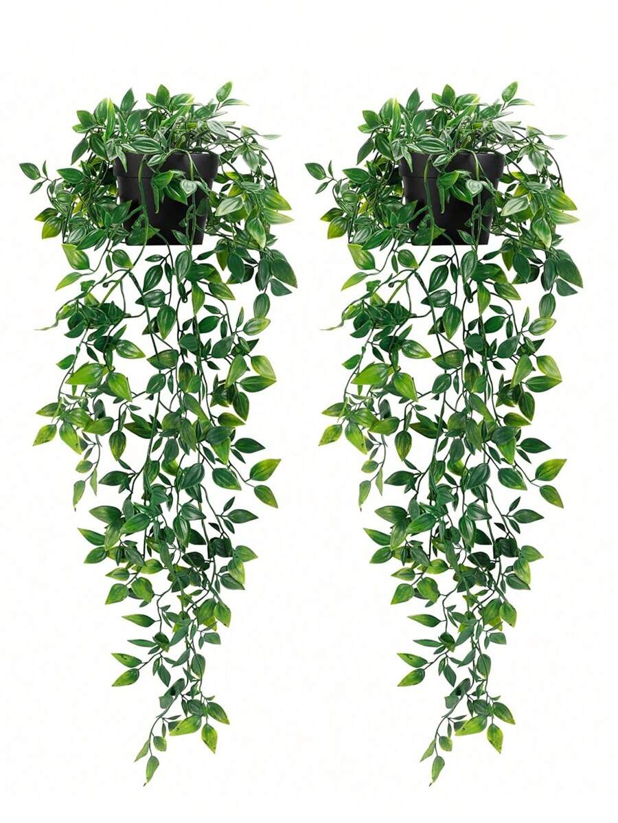 1/2pcs Artificial Plants, Hanging Potted Plants, Wall Hanging Rack Decor, Suitable For Indoor, Outdoor, Living Room, Home Decor, Room Decor, Garden Decoration, Wall Decoration