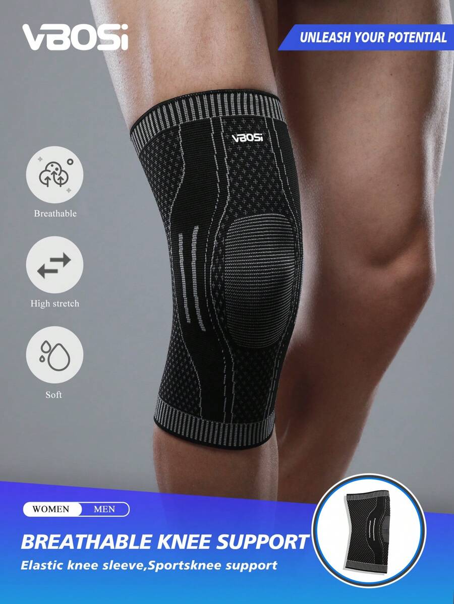 VBOSI 1 Stück rutschfeste, atmungsaktive Knieschützer für Frauen und Männer als Unisex Knieorthese für Basketball, Radfahren, Laufen, Fitness