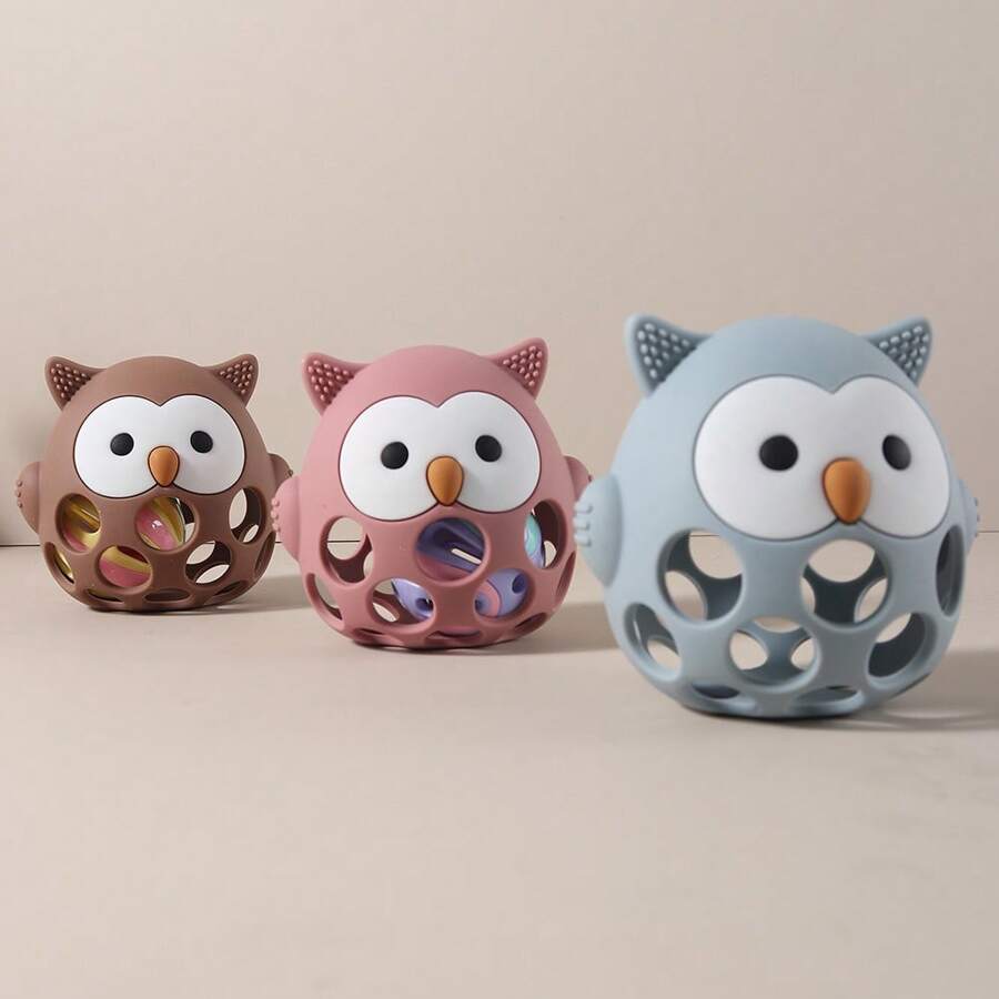 Sonajero de dentición con forma de búho bebé, juguete de dentición con dibujos animados para bebés