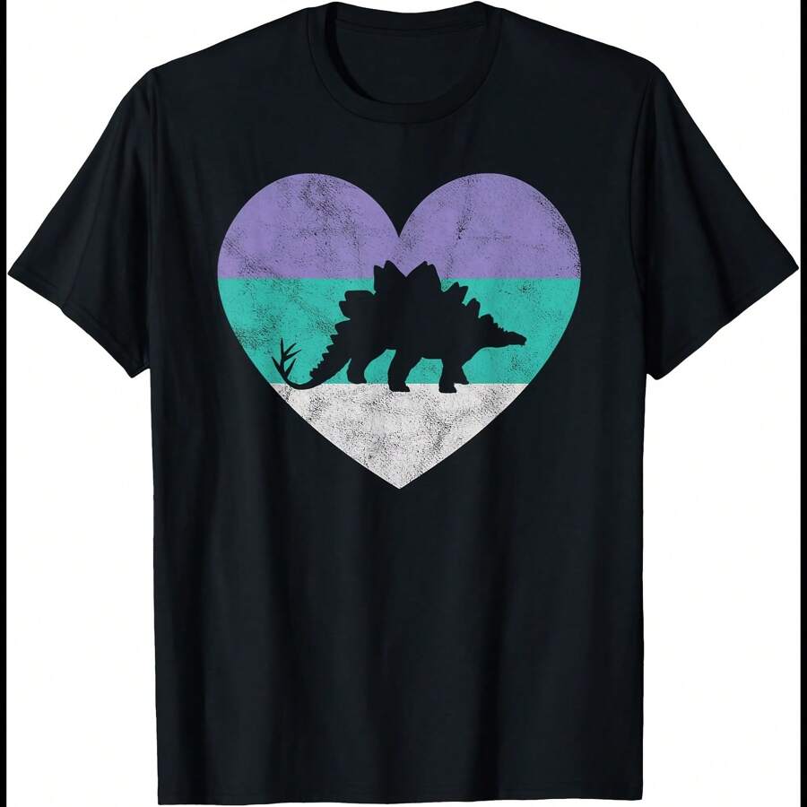 Stegosaurus Dinosaur Gift For Women & Girls Retro Cute T-Shirt