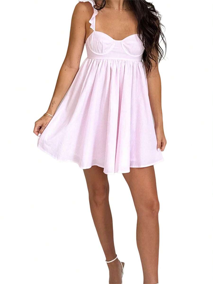 Embrace Effortless Elegance With Our Women Slip Dress: Lovely Sleeveless Backless Floral/Solid A-Line Mini Dress For Summer Parties Casual Outings