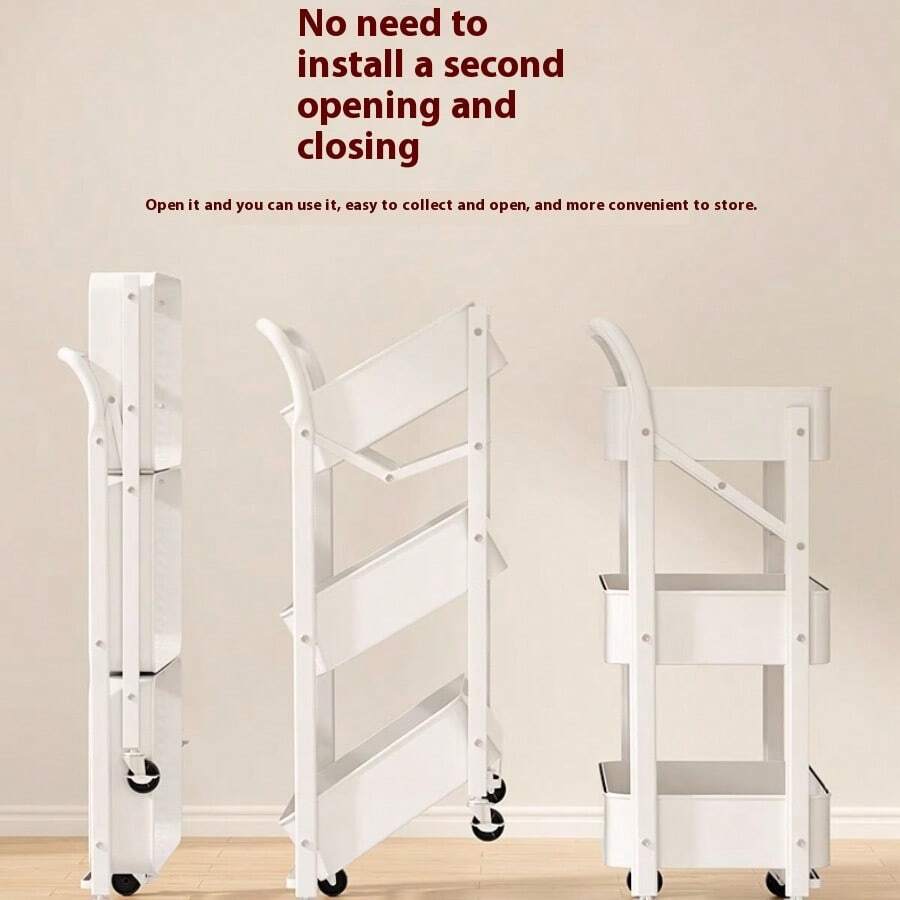 Opvouwbare Trolley Rek Multifunctioneel Staande Mobiele Rek Badkamer Toilet Opslag Licht Luxe Opbergrek Buitendecoratie