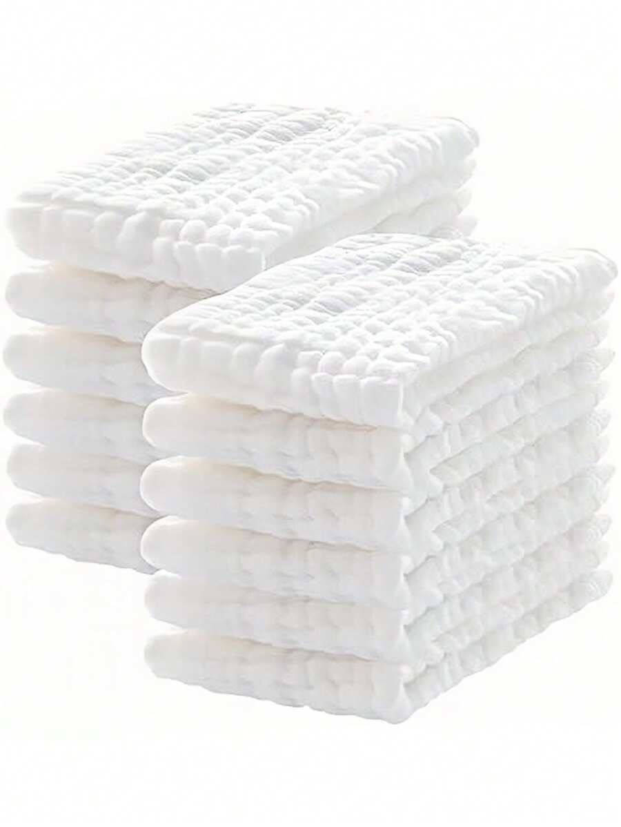 1/4/8/12/20 piezas/paquete Paños para eructos de bebé recién nacido, toallas de mano suaves y absorbentes para bebés, toalla de baño suave para bebés, paño facial para bebés, regalo de ducha para recién nacidos - Blanco