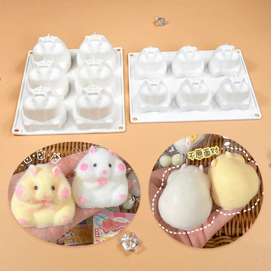 1 Peça Molde de Silicone em Formato de Hamster para Formas de Bolos, Sobremesas, Bolos Mousse, Formas em Formato de Coração para Fazer Sabonete Artesanal, Molde de Chocolate