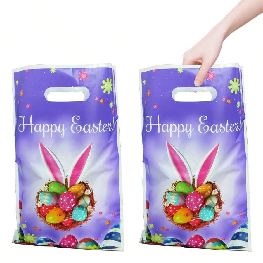 10 pièces Sacs-cadeaux à oreilles de lapin de Pâques Faveurs de fête d'anniversaire Mignon sacs à bonbons en forme d'œufs de lapin