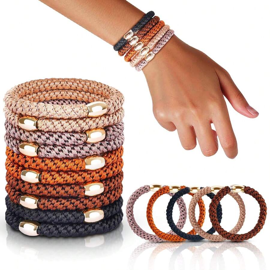 5pcs Women's Damage-Free Hair Tie Head Rope, Ponytail Support Hair Tie, Elastic Hair Rope Suitable For Thick Hair, Used For Daily Outdoor Travel, Face Washing And Makeup, Etc. Ponytail Holders Hair Elastics Hair Rubber Bands Scrunchies