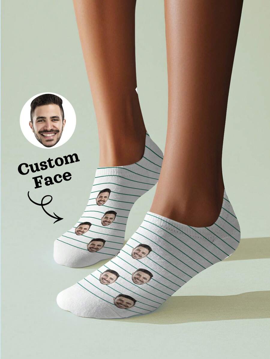 1 Pair Custom Casual Short Socks, Personalized No Show Socks, Summer Invisible Short Socks, No Show Fashion Breathable Socks, Anniversary Gift, Valentine Gift, Birthday Gift, Wedding Gift, Mother's Day Gift, Best Friend Gift, Gift For Mom, Gift For Girlfriend, Gift For Her