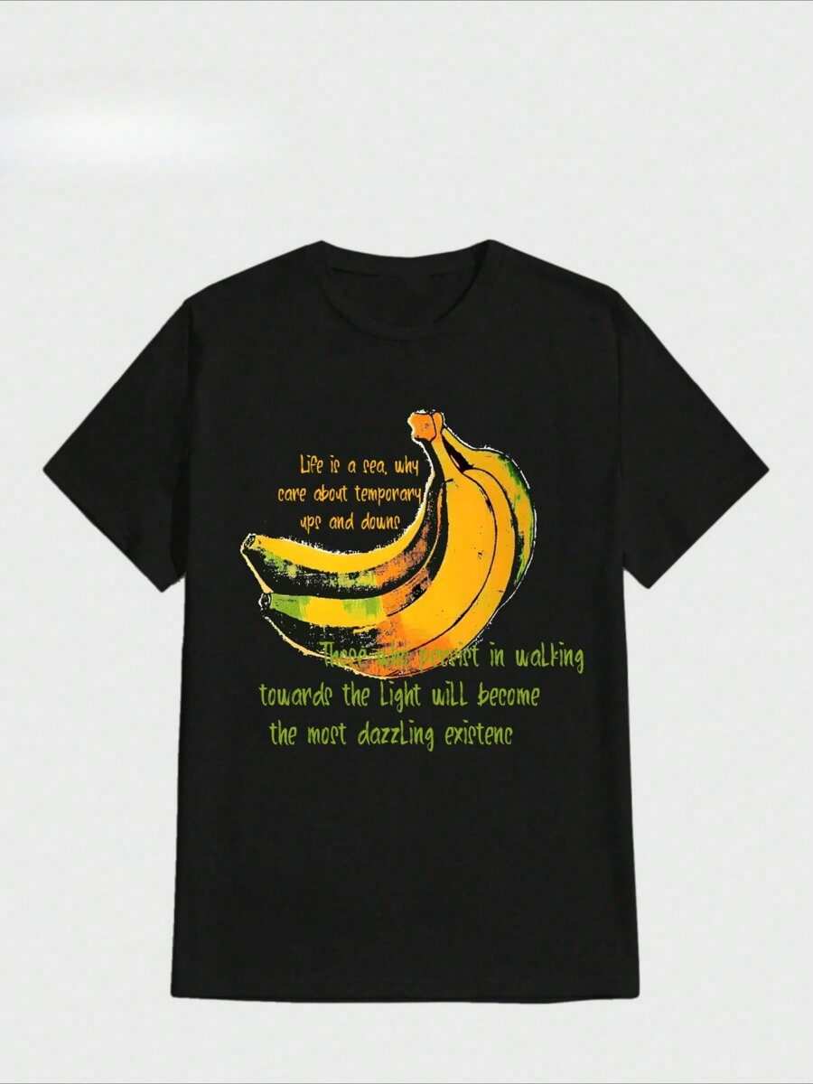 Camisa para hombres con tema de "La vida es mejor con un plátano" camisa casual de estampado digital camisa de algodón puro y grueso