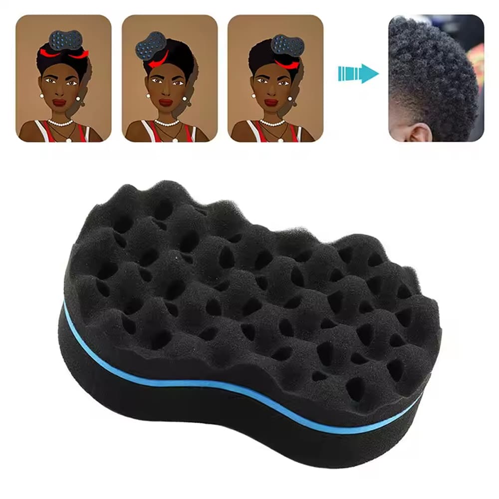 1 pièce Éponge à cheveux bouclés, brosse de coupe de cheveux, éponge magique de coiffure à torsion, brosse d'éponge pour couper les cheveux abîmés, grande éponge à double face. Outils capillaires, produits et accessoires capillaires pour le salon de coiffure, les voyages essentiels, la rentrée scolaire, les vacances, les accessoires capillaires pour femmes