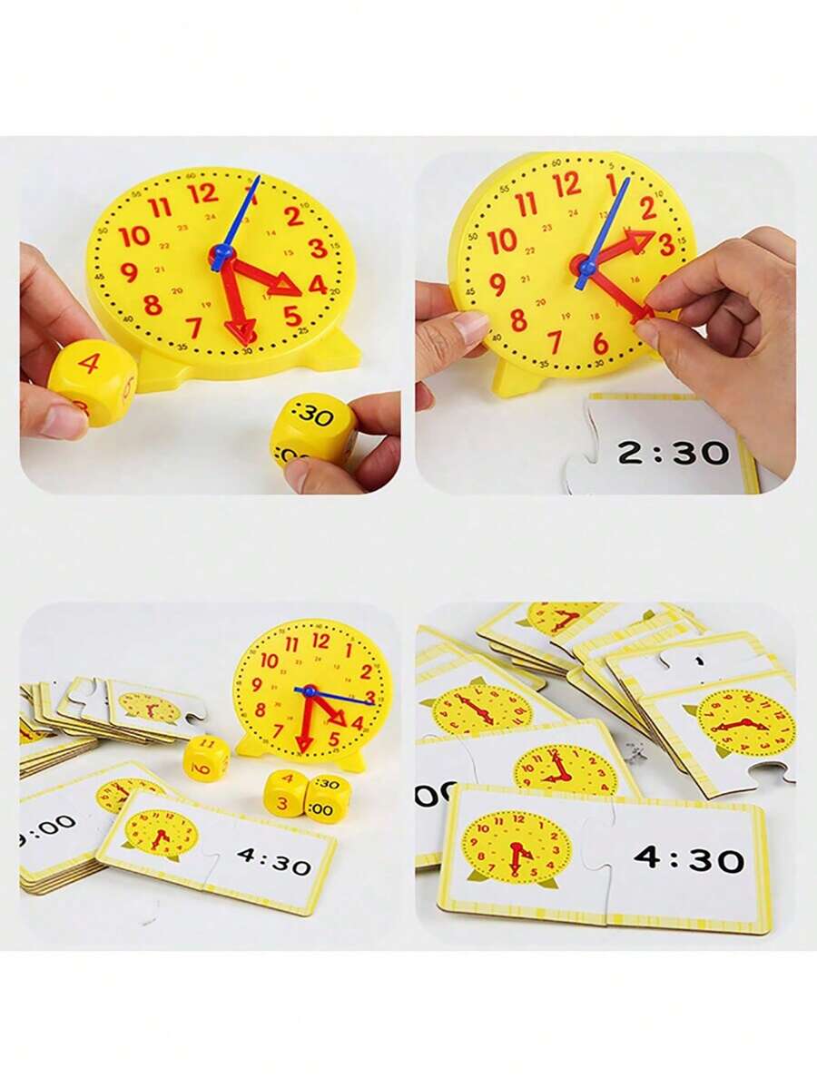 Reloj Montessori educativo para niños, juguetes de rompecabezas de emparejamiento de hora, minuto, segundo, ayudas didácticas para preescolar, kit de aprendizaje de hora digital para desarrollar el concepto del tiempo