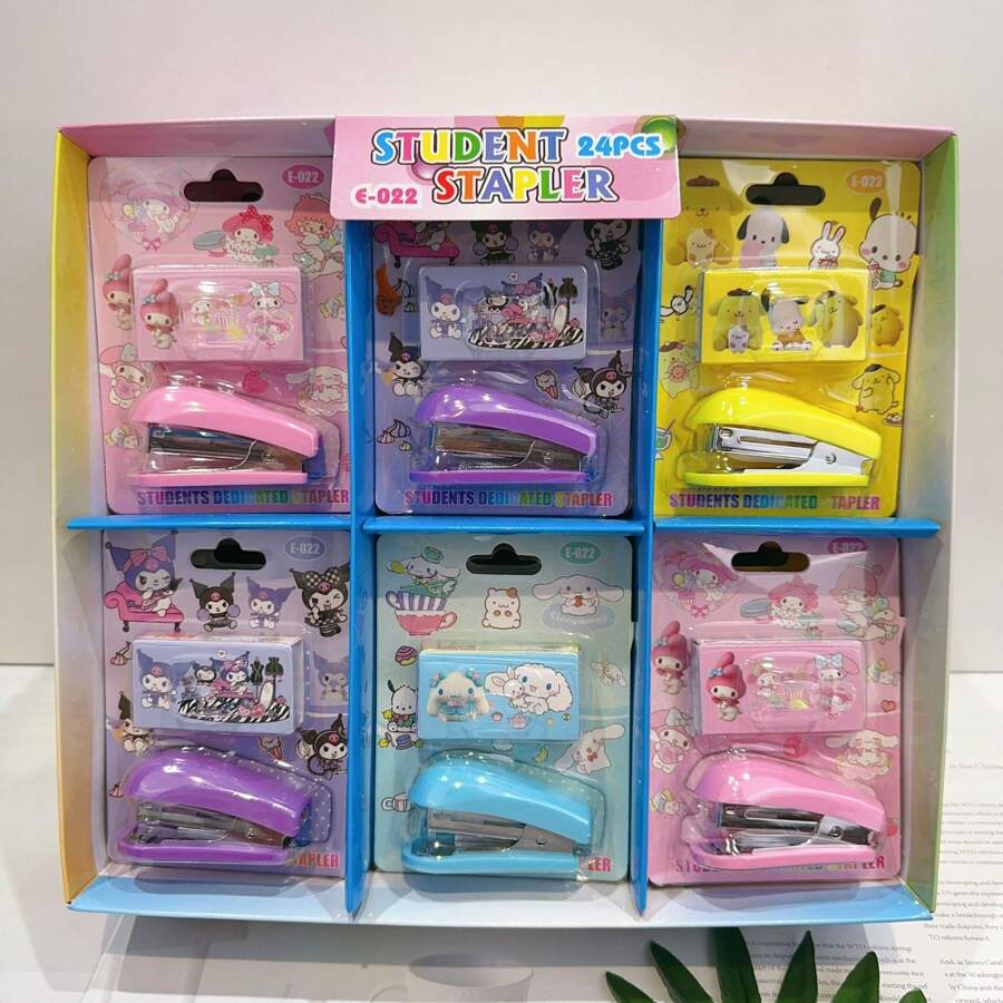 Sanrio New Cartoon Sanrio Stapler Stationery Set, Cute Cartoon Melody Student Scribble Tools Stapler