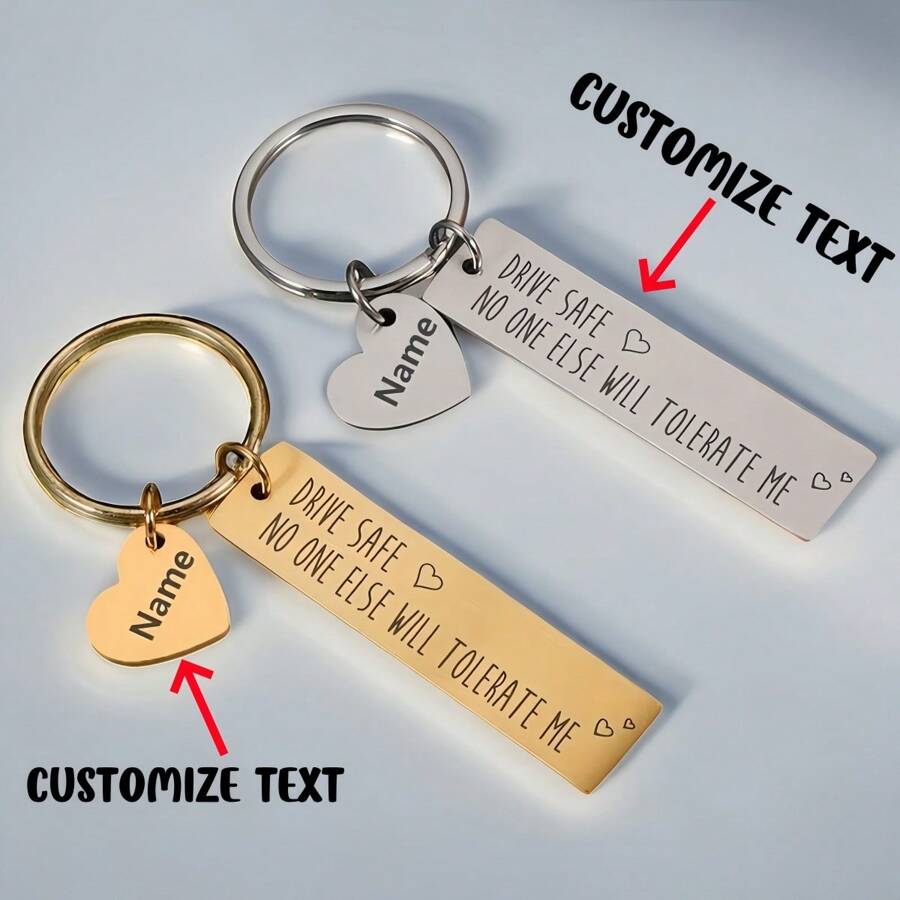 1 bucă breloc personalizat din oțel inoxidabil pentru cupluri, cuplu, prieten, animal de companie, cadou personalizat memorial