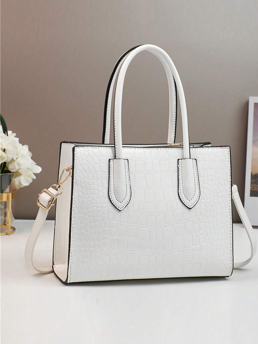 New Solid Color Toothpick Pattern Women Handbag Small Square Bag Satchel Shoulder Bag Multi-Pockets Versatile Casual Large Capacity Tote Bag Suitable For Travel Shopping, Fashion Colorblock Lightweight Luxury Casual Backpack Suitable For School Season