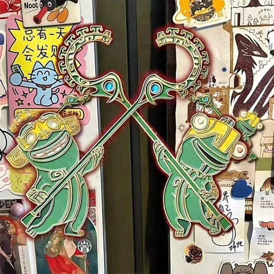 Nezha Barrier Beast Metal Magnetic Refrigerator Sticker, High-Quality Animation Movie Souvenir Decor, Cute Refrigerator Magnet Gifts Birthday Graduation