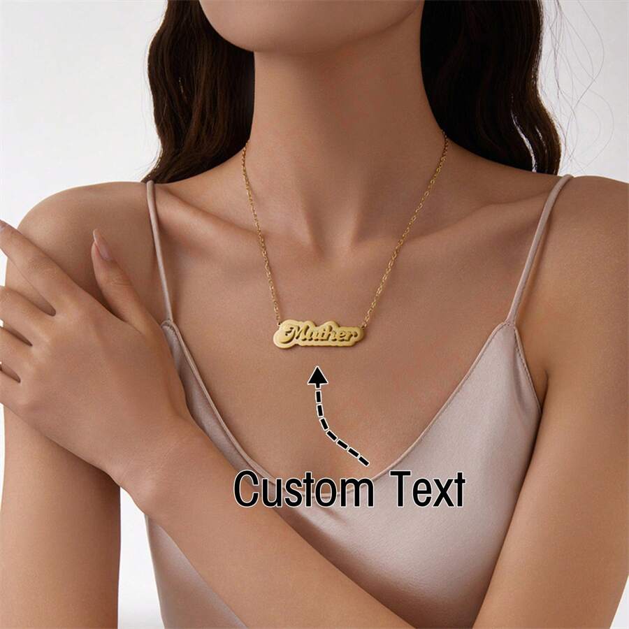 Customized Stainless Steel Double Layer Necklace, Personalized English Letter Choker Necklace Jewelry, Ideal Gift For Couples, Friends, Family, Mother's Day, Fashionable Autumn, Retractable, Simple, Casual, Vintage Coin Customized, Personalized, Unique Gift Idea For Her Girlfriend, Mom, Family, Friends, Daughter For Anniversary, Valentine's Day, Mother's Day, Birthday, Graduation, Daily Wear, Wedding, Gala