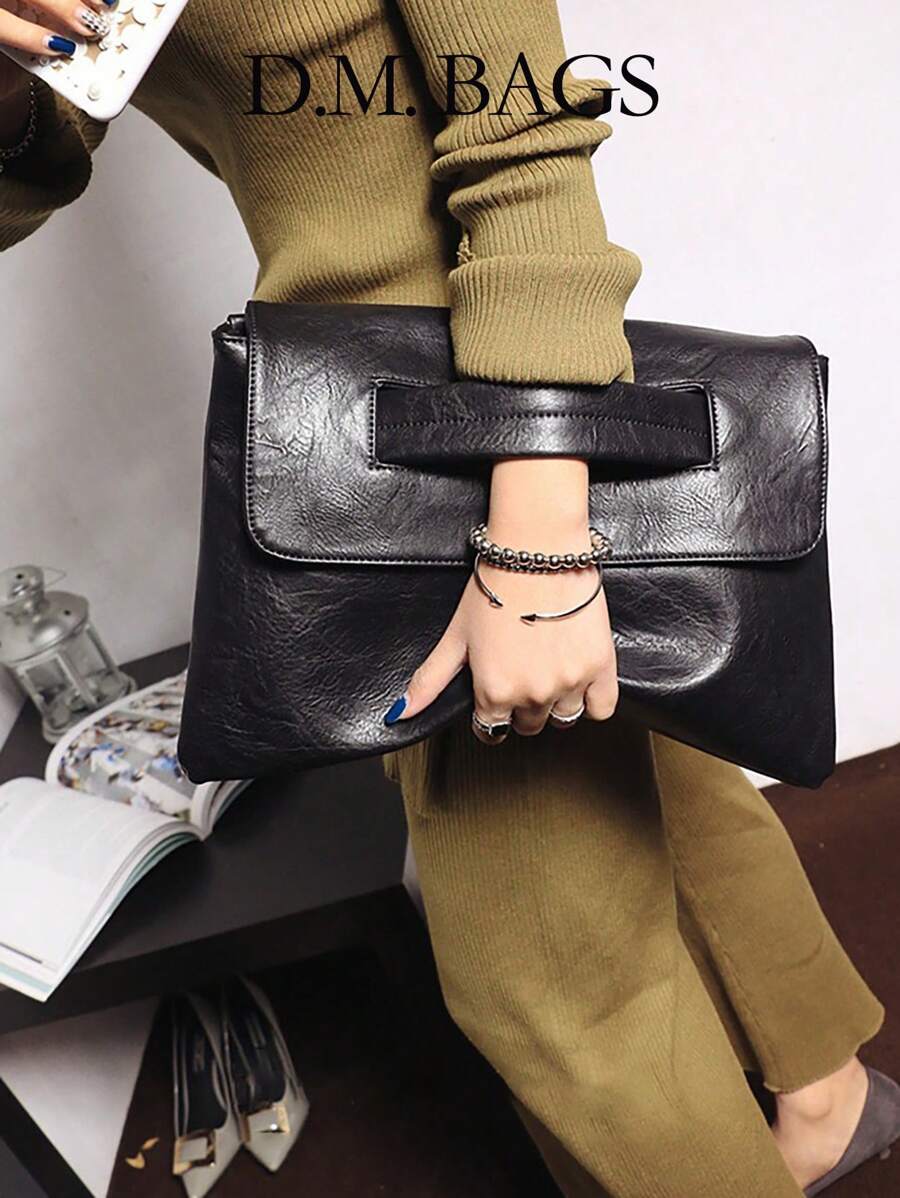 New Fashion Large Capacity Casual Versatile Solid Retro Women Elegant Clutch Bag, Suitable For Parties, Gatherings, Flap Closure, Adjustable Shoulder Strap, Handbag, Envelope Bag Design, For Office Lady, College Student, Daily Use, Commuting