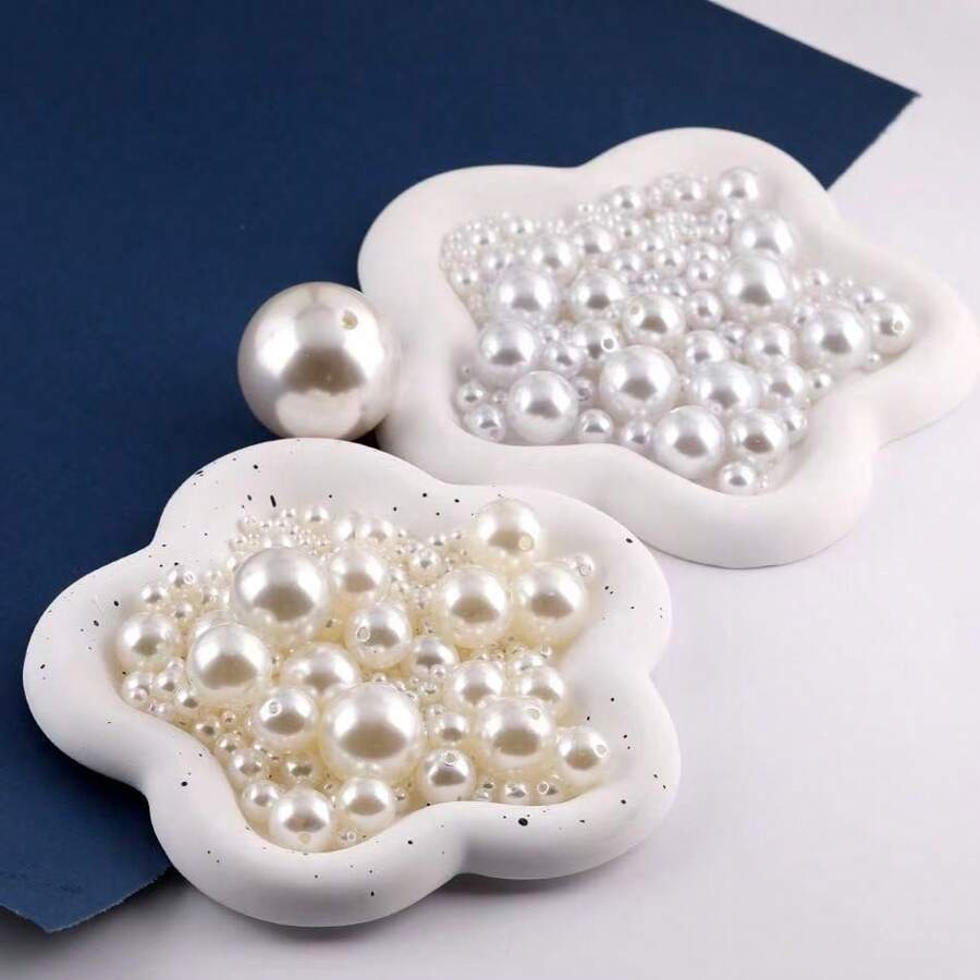High Brightness ABS Faux Pearl Rice White Pure White Perforated Pearl Jewelry Material Clothing Accessories DIY Pearl Wholesale, DIY Bracelets, Phone Cases, Necklaces, Jewelry, Homemade Friend Gifts, Perforated Multifunctional Jewelry