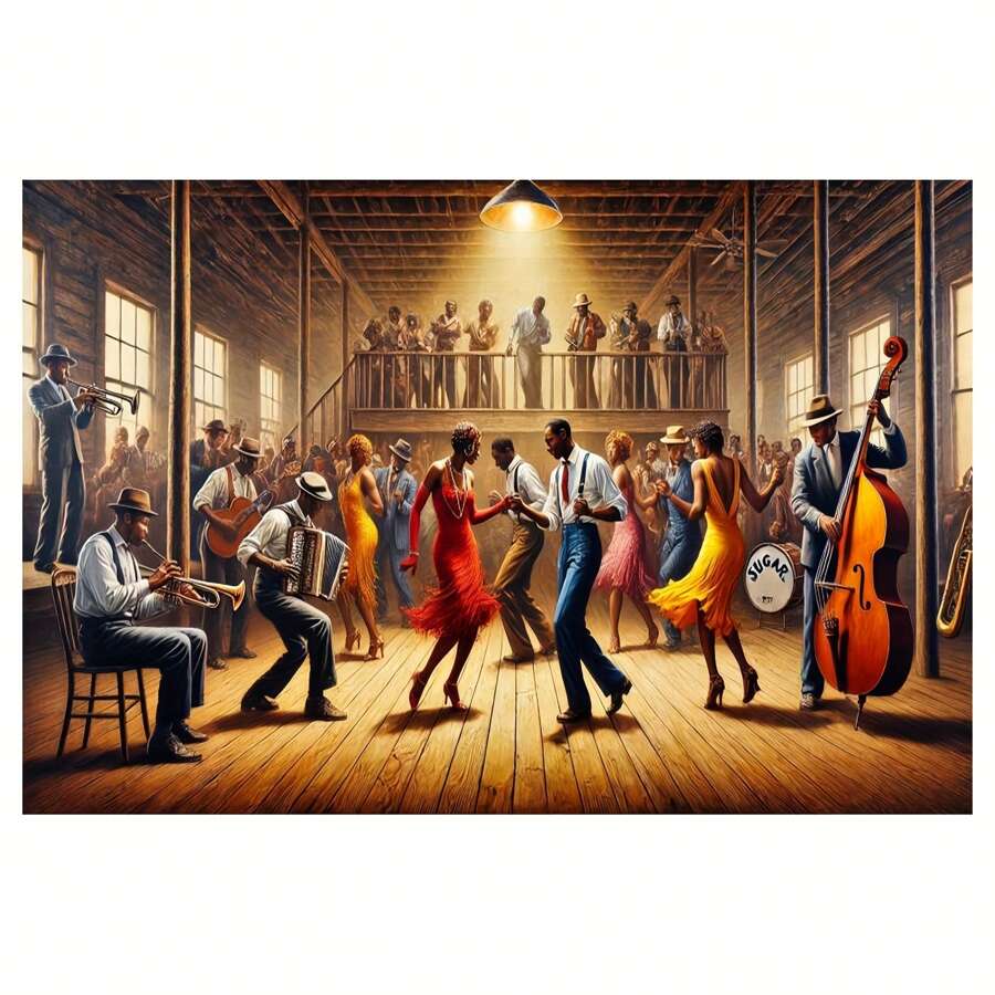 1pc Wooden Frame African American Sugar House Dance Canvas Painting Thickness 2.25cm/0.9inch High Quality Wall Art Print Poster Ready To Hang Wall Picture Decoration Home Gifts, Holiday Gifts, Living Room, Bathroom, Bedroom, Kitchen