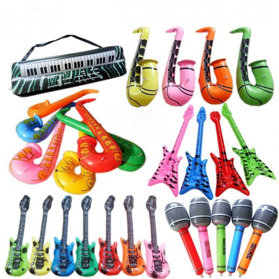 1 Stück aufblasbares Musikinstrument Ballon, Zufallsfarbe Party Unterhaltung interaktives Requisit, aufblasbares Gitarre, Saxophon, Strandutensilien, Strandaccessoires, Schwimmhilfe für den Pool