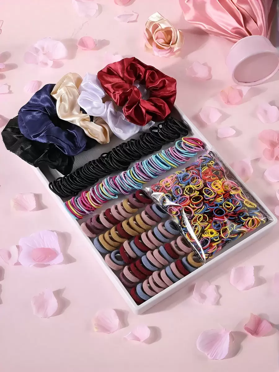 1255pcs Rhinestone Hair Ties & Hair Clips Set, Cute Girl Style
