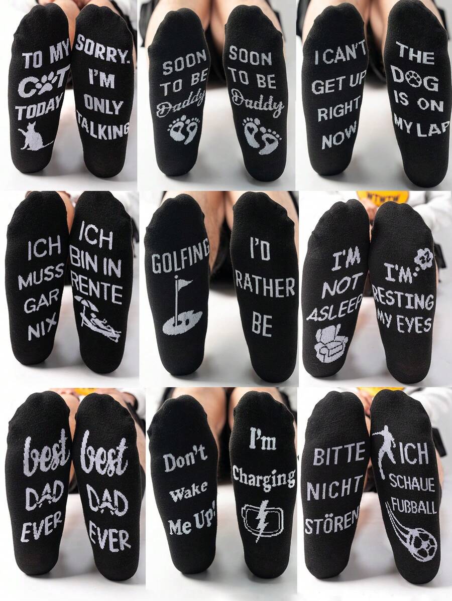 1 Pair Unisex Floral Pattern Design Socks, Men Women Sports Socks With Bottom Letter Black Fashionable Mid-Calf Crew Socks