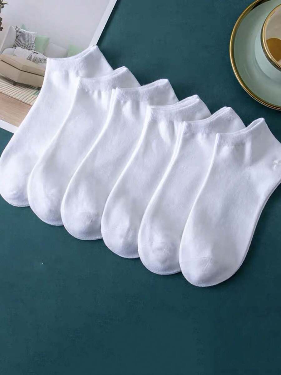 White Boat Socks 6 Pairs (Polyester)