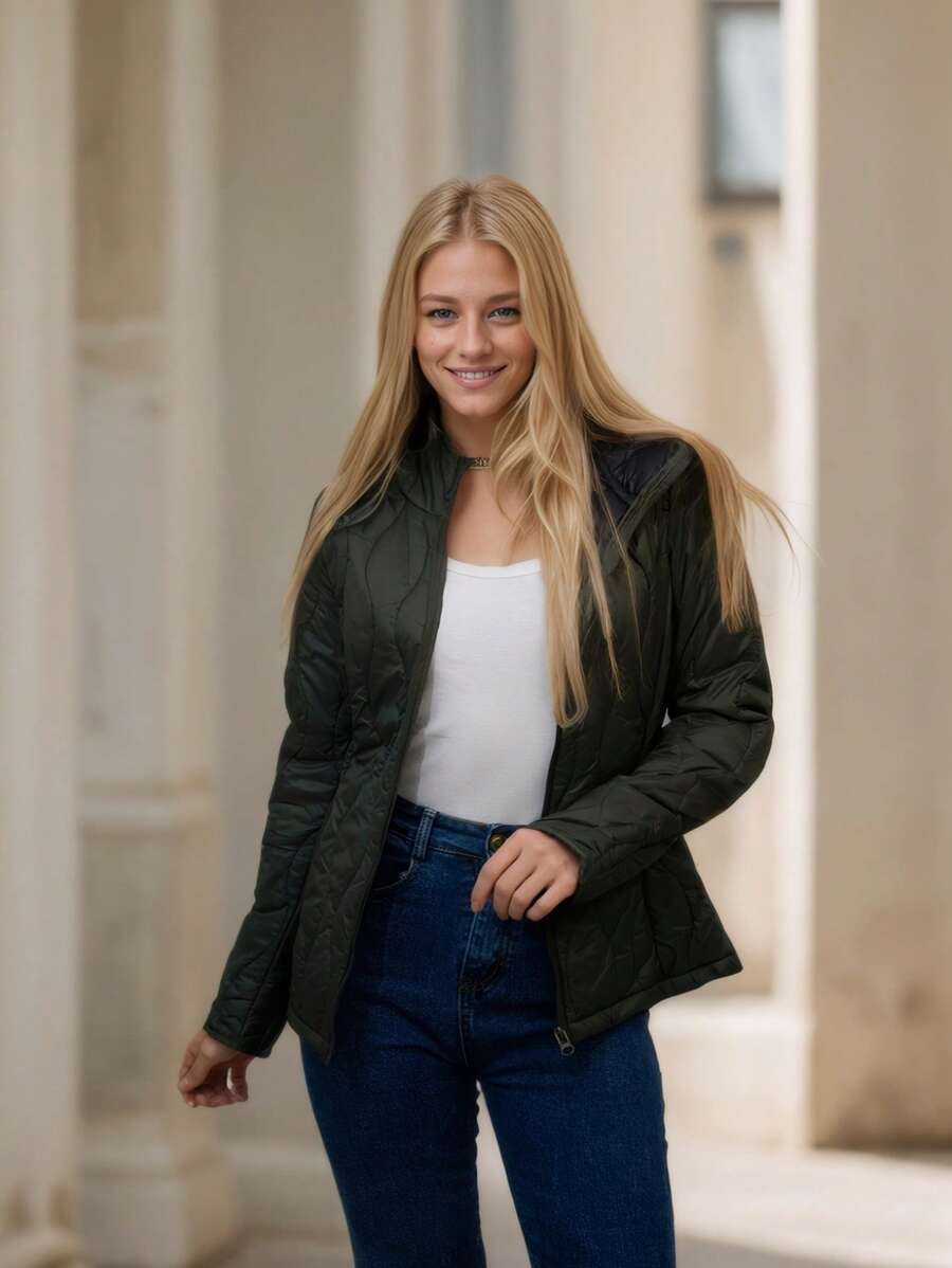 Giacca casual da donna Metrofive con cappuccio, tasche, design classico, leggera e calda, utilizzabile nella vita di tutti i giorni. Adatto per inverno, primavera e autunno