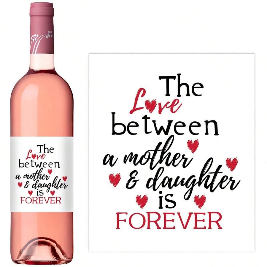 4pcs Mother & Daughter Love Wine Bottle Labels, Self-Adhesive Paper Wine Bottle Stickers, Perfect For Wine & Champagne Bottle Decoration, Funny Mother's Day & Birthday Gifts