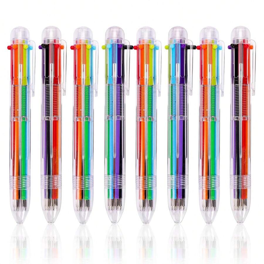 12 Packungen 0,5mm 6-in-1 Mehrfarbkugelschreiber, 6-Farben Kugelschreiber mit Druckmechanik für Büro, Schule, Schülergeschenke, Partygeschenke, witzige und coole Geschenkschreibwaren (12 Packungen), Schulmaterial, Schulstart