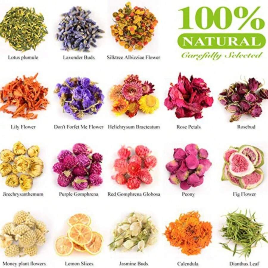 1pc 30g/90g/150g/300g, 5pcs/15pcs/25pcs Dried Plant Decor, Fragrance Cinnamon Sticks, Jasmine, Pingyin Rose, Marigold, Orange Slices, Lavender, Star Anise, Strawflower, Rosemary, Lemon Slices, Hawthorn, Golden Rose, Mimosa, Dandelion, Chrysanthemum, Longan, Red Plum, Carnation, Rose Petals DIY