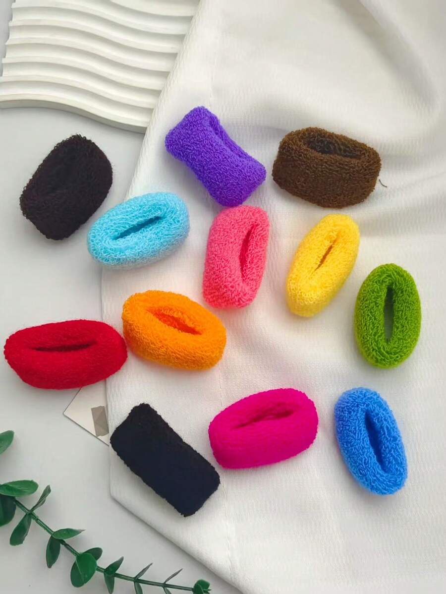 12 pezzi Elastici per capelli stile vintage colorati in nylon elastico ampio, elastici per capelli morbidi in asciugamano per donne e ragazze, accessori per capelli, fasce per polso, fermacode, elastici per capelli, fasce in gomma per capelli