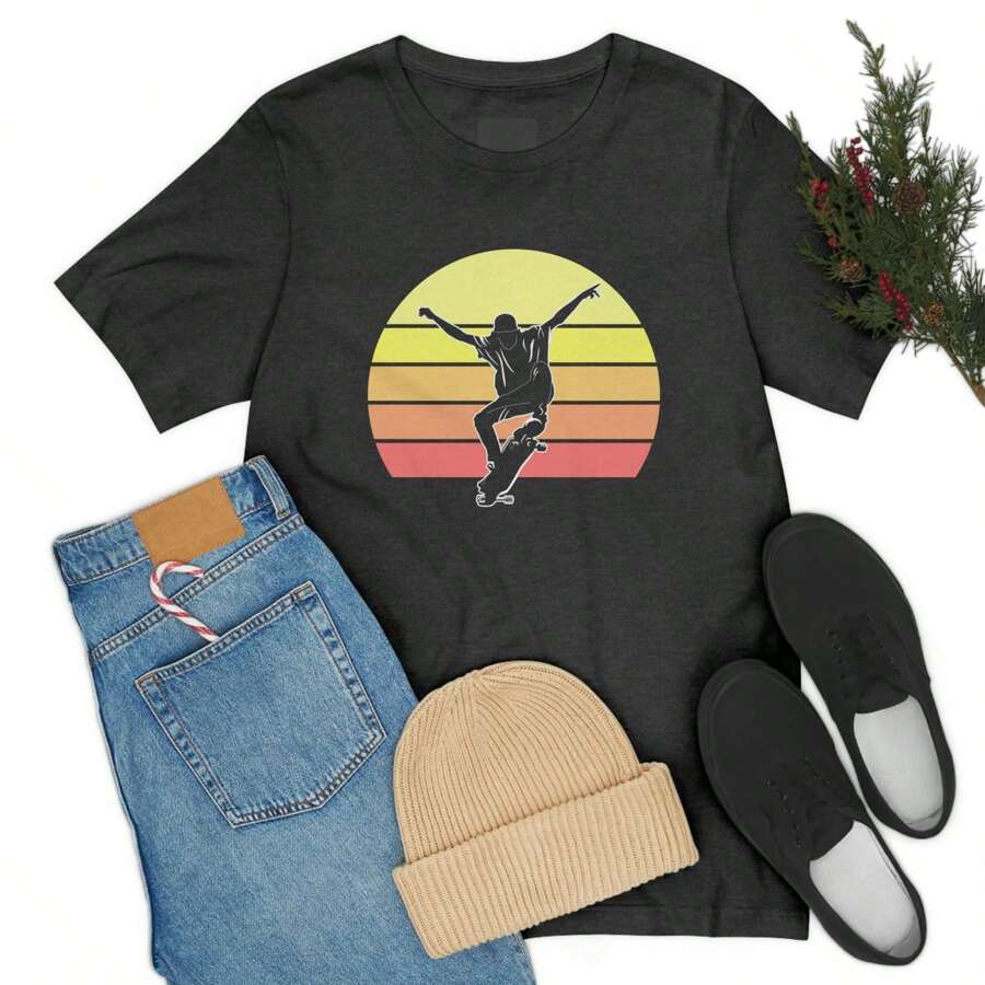 100% Cotton Skater Tshirt, Man Shirt, Wo Shirt Streetwear Fashion Print Round Neck Short Sleeve Designer Clothes Comfortable Top For Everyday Wear Soft Unisex Stretched Homme Breathable Slightly Casual Stylish Summer For Women Versatile Graphic
