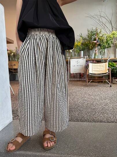 Girls Casual Loose Straight Leg Pants, Summer Versatile Trousers For Older Young Girl