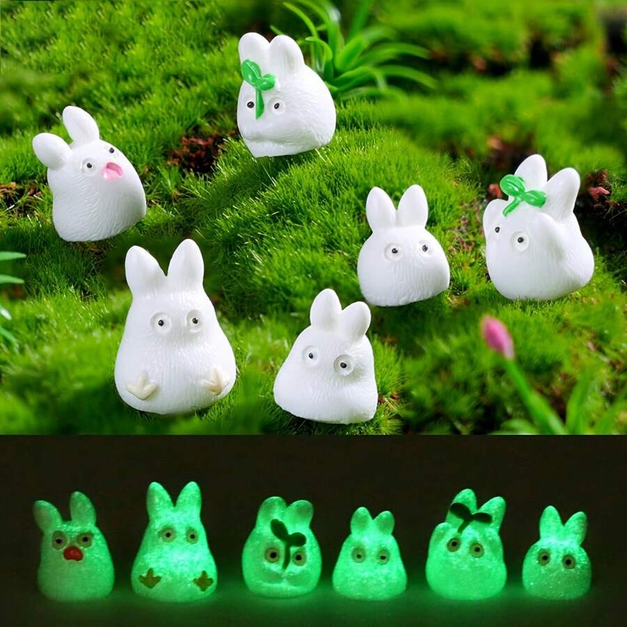 6pcs Easter & New Year 2025 Miniature Luminous Growing Little Pixies, Gardening Landscaping DIY Decor Accessories