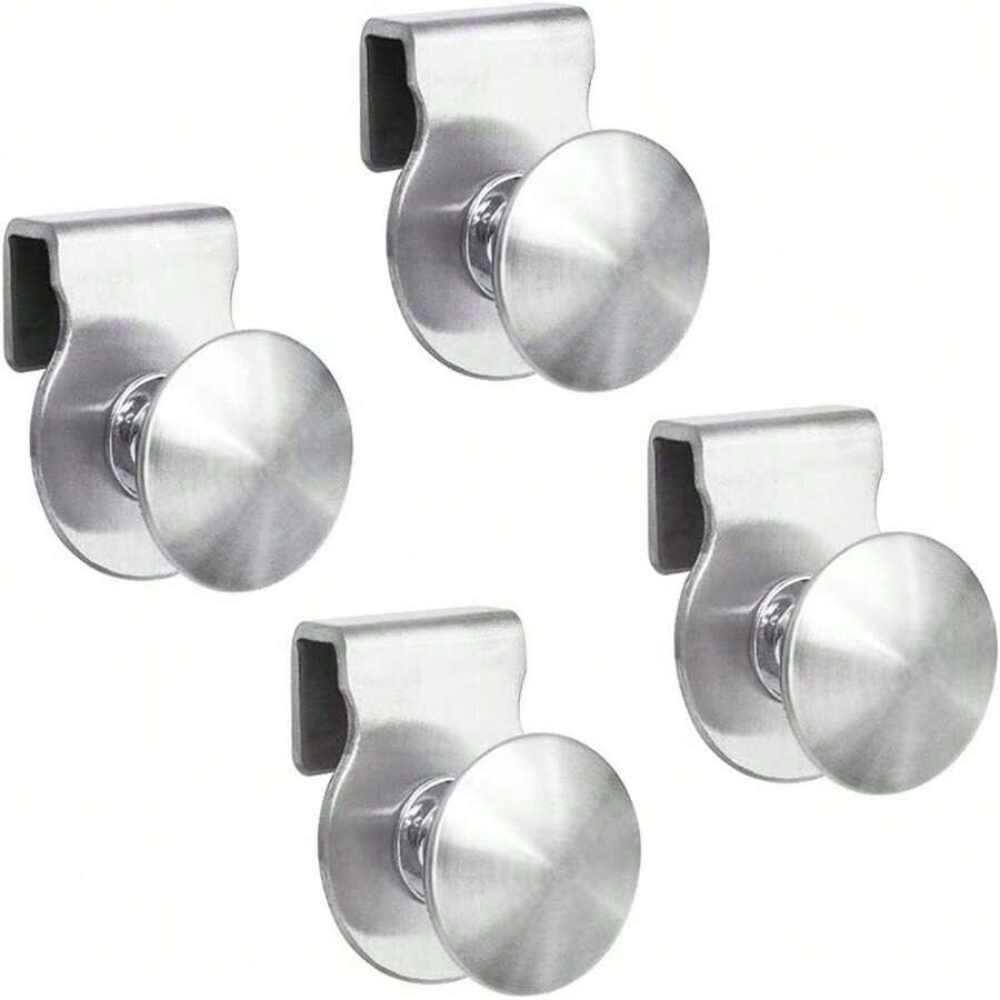 Lot de 4 poignées de porte en verre en acier inoxydable sans perçage pour vitrine, meubles, armoires en verre, tiroirs de 5 à 8 mm