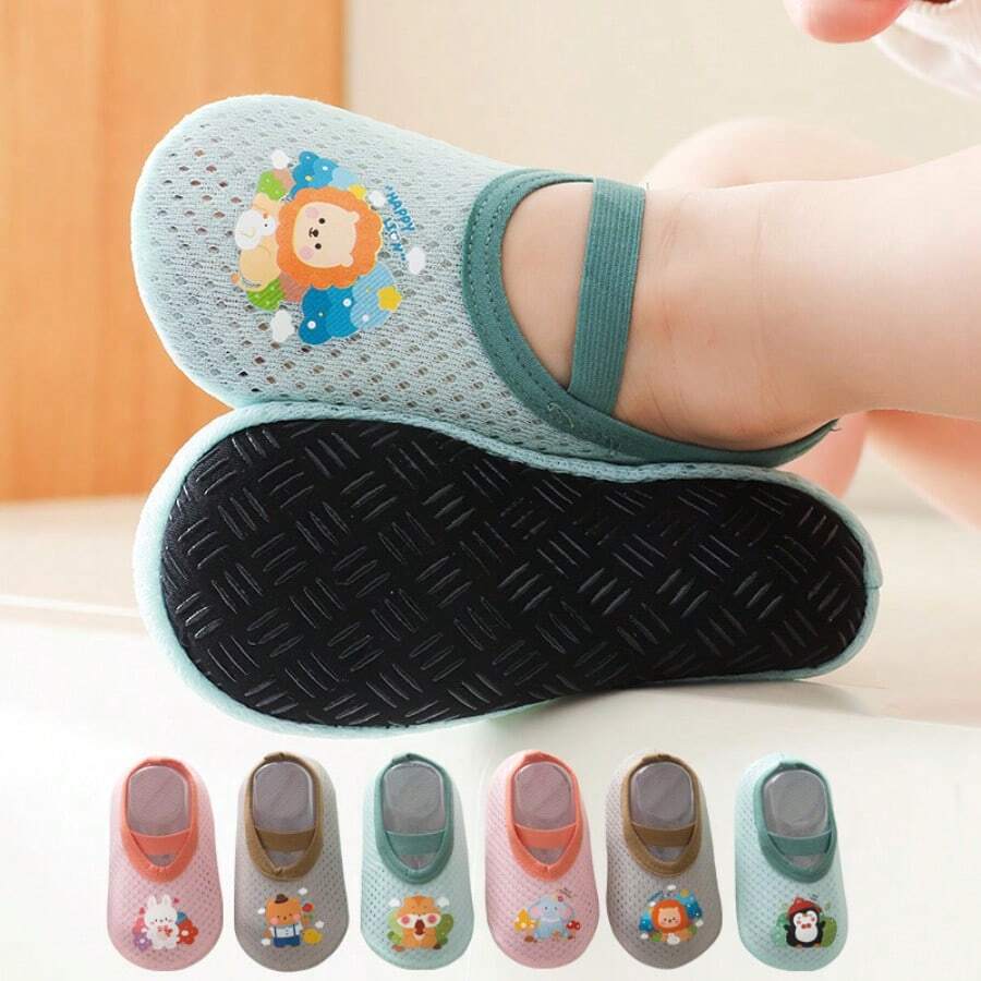 1 Pair Newborn Baby Floor Socks, Thin Toddler Anti-Slip Indoor Shoes, Breathable Mesh Design, Suitable For Boys And Girls In Spring & Autumn