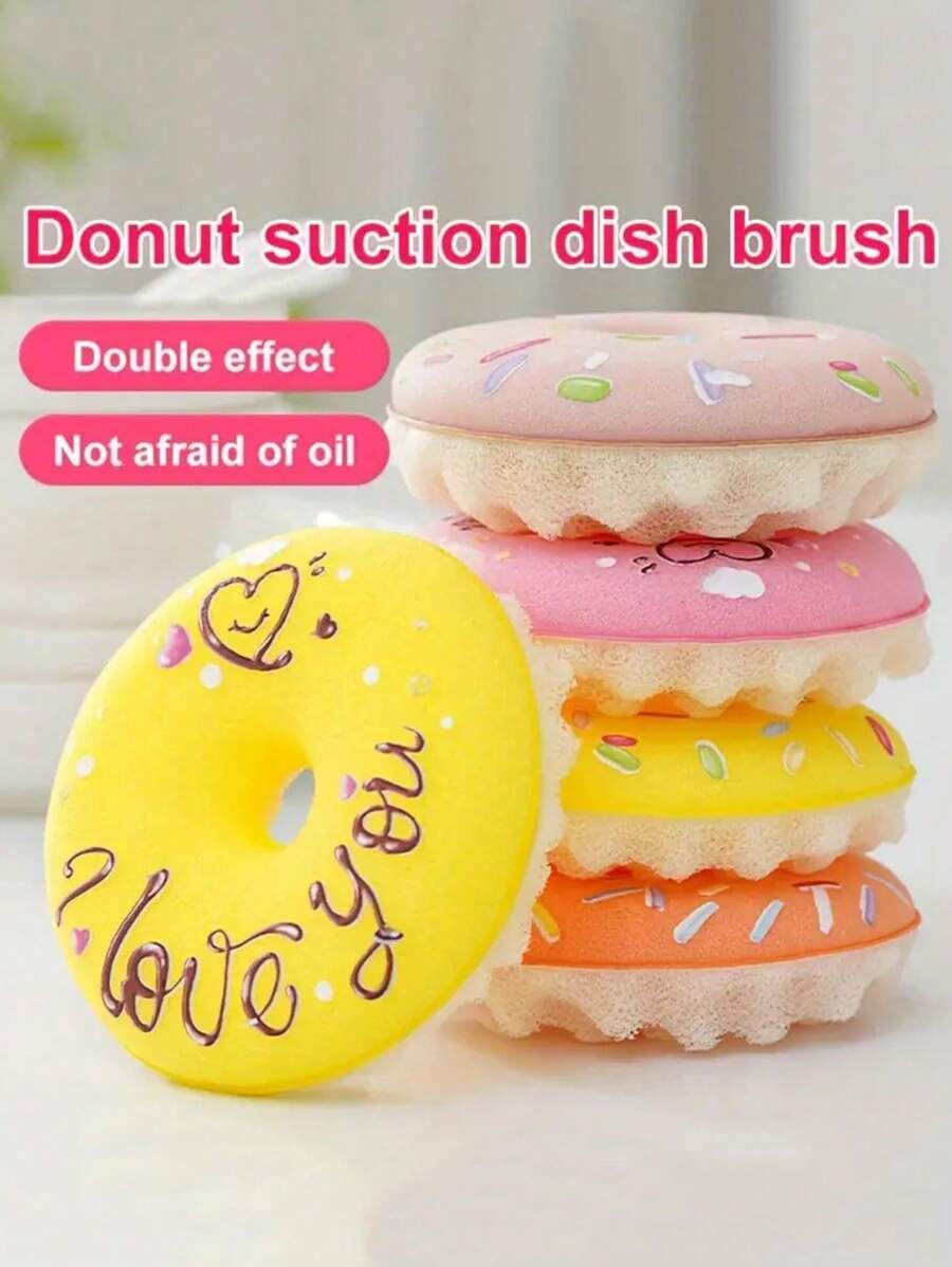 3D Honeycomb Dishwashing Sponge Set - Polyurethane Double-Sided Scouring Pads For Kitchen Cleaning With Suction Cup - 1 Set