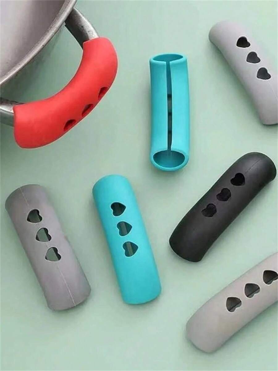 Funda de silicona para el asa de ollas, diseño creativo con detalle de corazón calado, anticalor y antideslizante, protector para el asa de ollas para el hogar, resistente a altas temperaturas y al desgaste, adecuado para cocina y restaurante