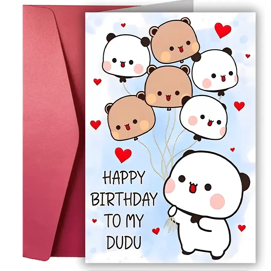 1 pieza Tarjeta de felicitación de cumpleaños adorable con sobre, de 4.7 pulgadas * 6.63 pulgadas - Diseño de animales de dibujos animados lindos, perfecta para hijo, hija, amigo, pareja, miembro de la familia - "Feliz cumpleaños a mi Dudu", tarjeta de cumpleaños