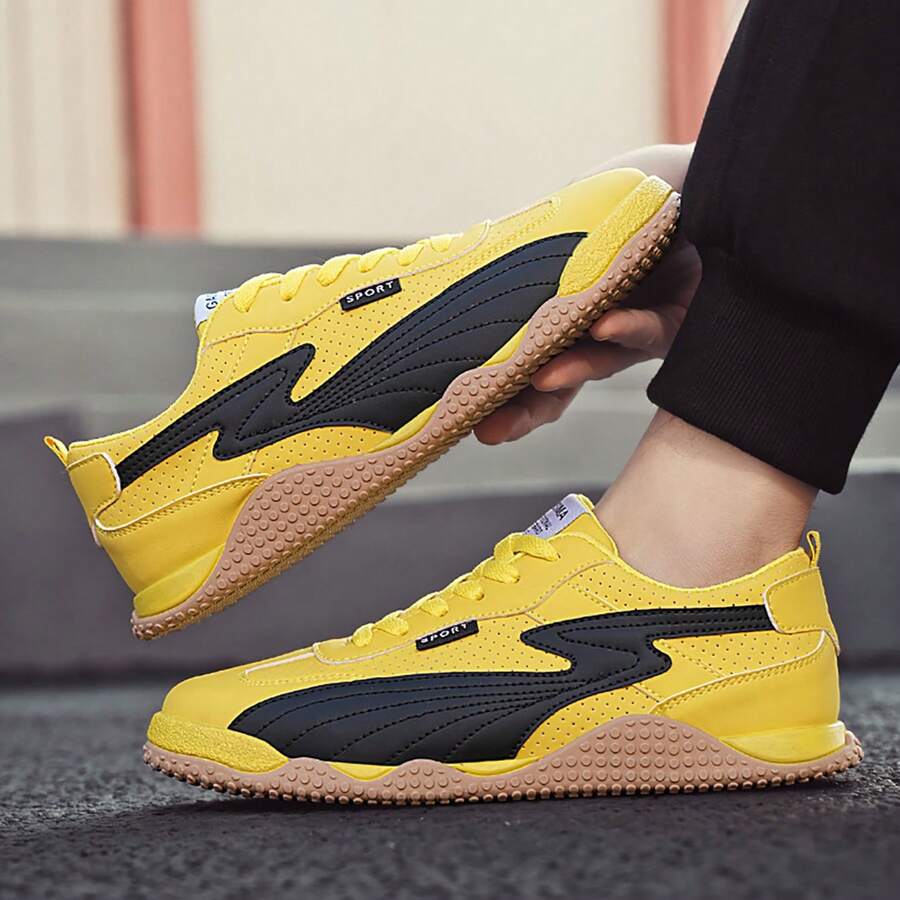 Men's Casual Link Print Sports Shoes, Comfortable, Versatile, Simple Design, Flat Bottom Sneakers