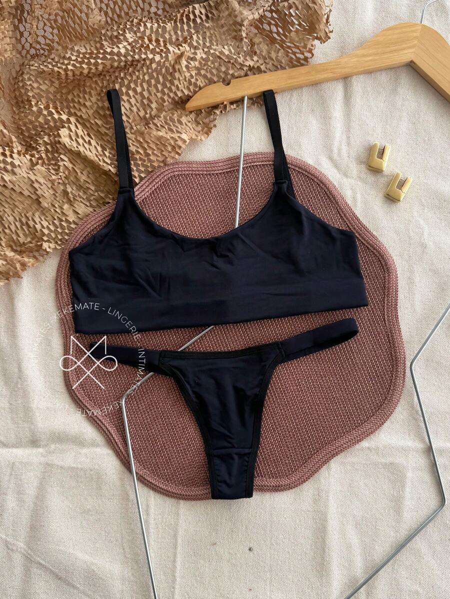 Women's Bikini Set With Double String Panties And Comfort Topper In Microfiber Lingerie Beachwear
