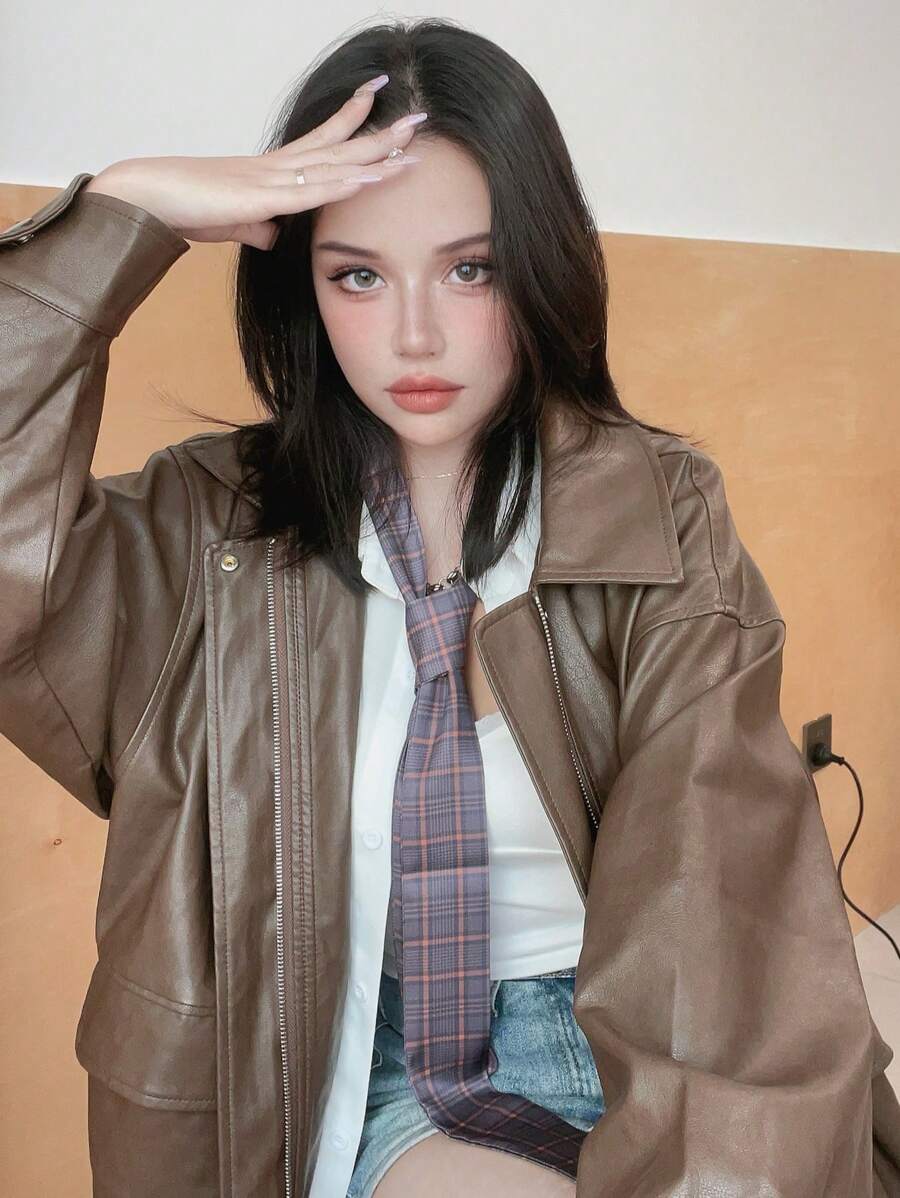 1pc Plaid Casual/Elegant Polyester Versatile 4-In-1 Accessory (Necktie, Scarf, Headband, Belt), Unisex, Suitable For All Seasons