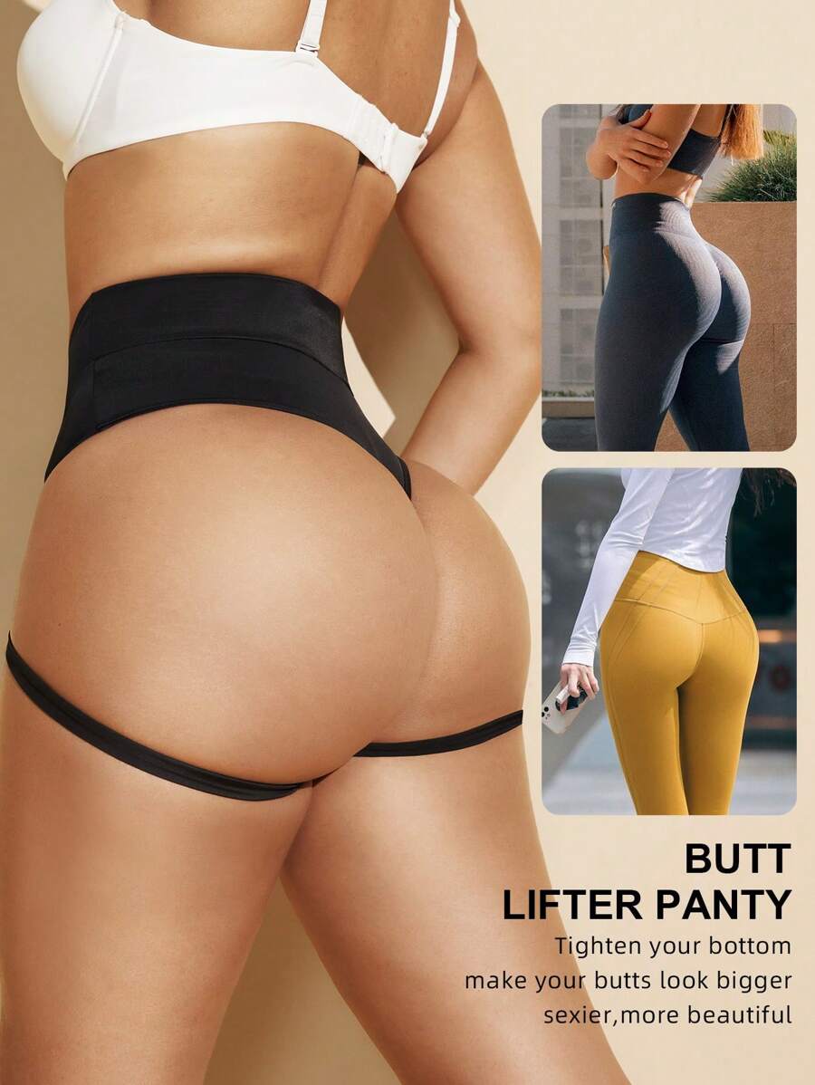 1 pieza Conjunto de modelador femenino negro - Entrenador de cintura, Elevador de glúteos, Body con tirantes ajustables Control del abdomen Vestido liso Pantalones cortos moldeadores Ropa interior Bragas Modelador