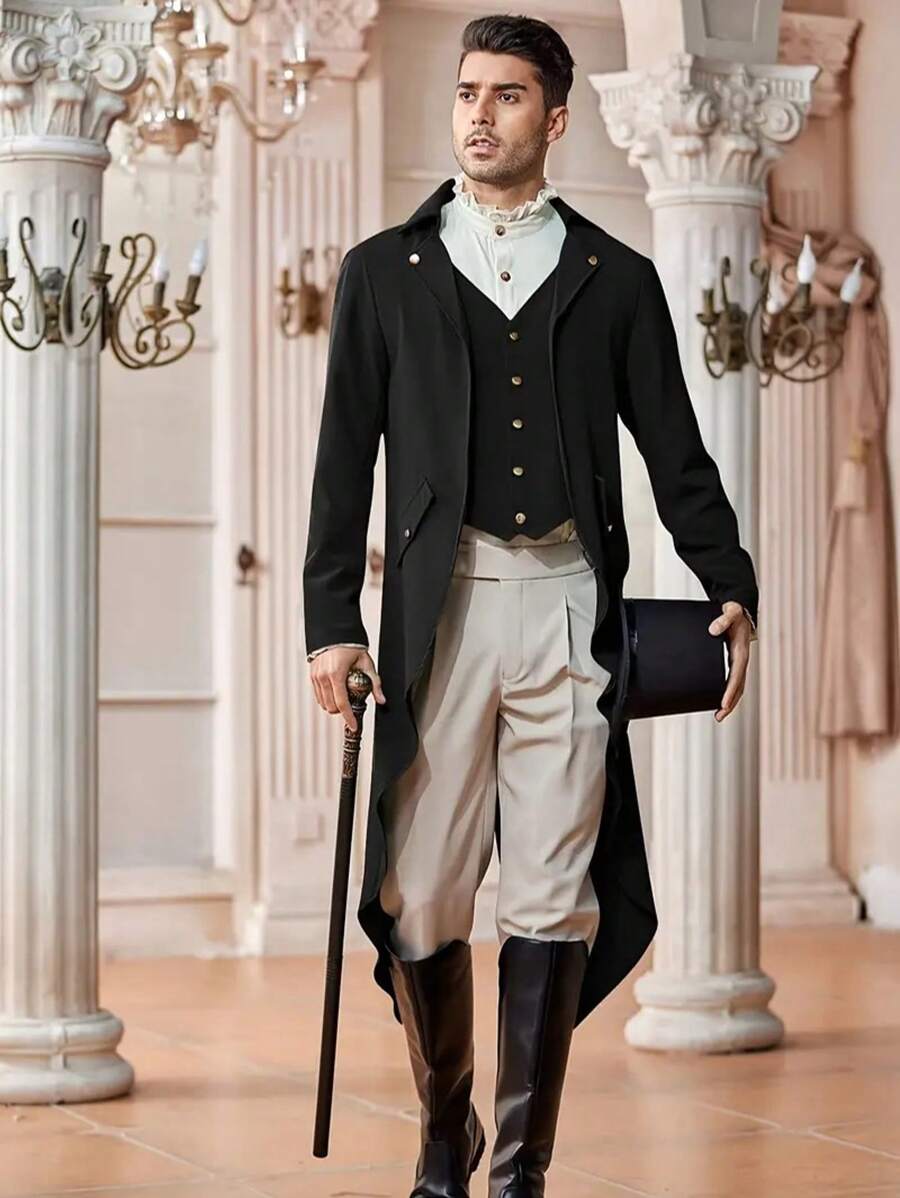 Giacca in stile Steampunk vittoriano senza tempo per uomo - Frac gotico di lusso con tocco di pirata rinascimentale - Smoking da costume dettagliato per avventure in feste epiche