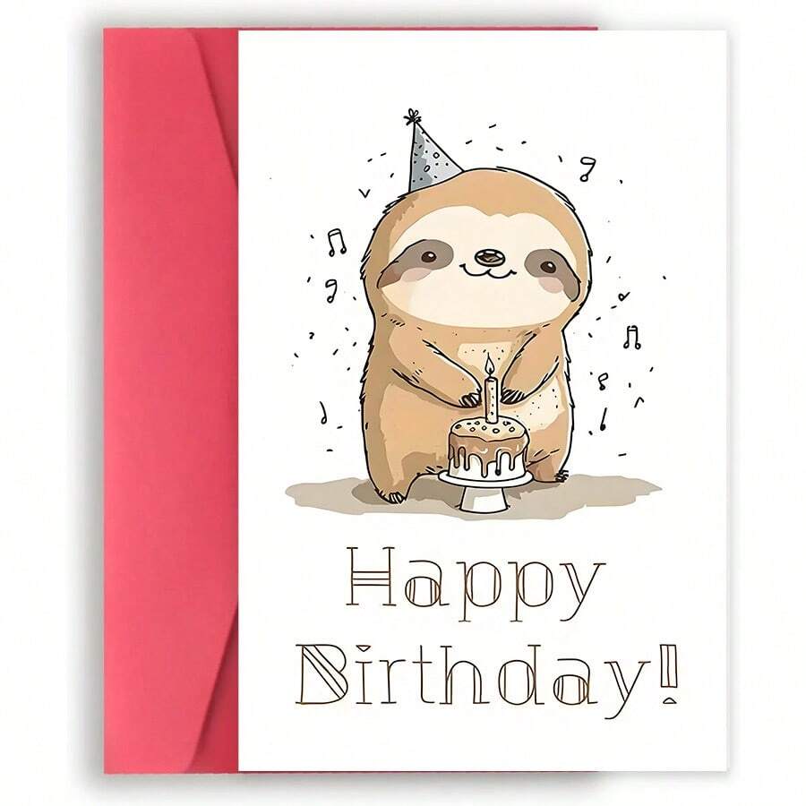Heartwarming, Charming Sloth-Themed Birthday Card - Perfect For Family, Friends & Colleagues | Creative Greeting Card With Unique Design