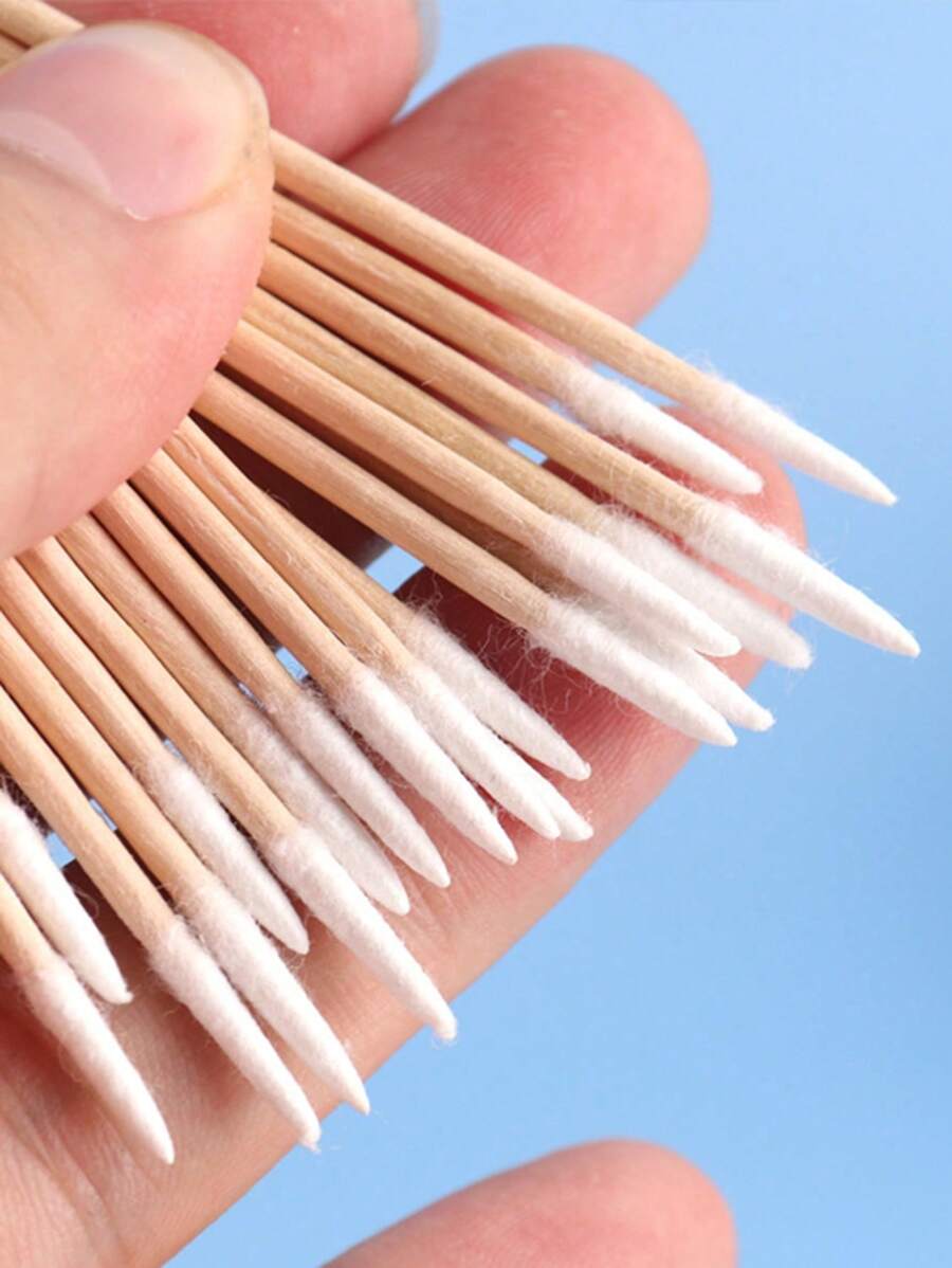 100/200/300/500/1000 Stück Ultrafeine Einweg-Nagelpflegestäbe mit spitzer Spitze für Präzision - Packung mit kleinen, holzstäbchenartigen Stäben für die Nagelpflege, Einzelkopf- und Doppelkopfreinigungsstäbe mit Mikrorand, Reinigungsstäbe mit spitzer Spitze, Mehrzweck-Präzisions-Holzstäbe, verwendbar für Makeup, Tattoo-Dauerversorgung, tägliche Reinigungsutensilien