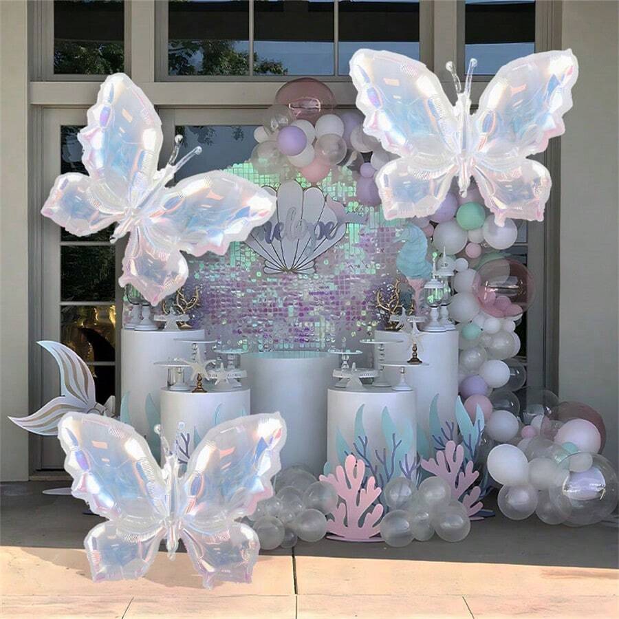 2/4 piezas Globos gigantes de mariposa transparentes y coloridos - Perfectos para fiestas con temática de cuento de hadas, bodas y aniversarios, regalos del Día de San Valentín, decoraciones de fiesta, decoraciones para el hogar